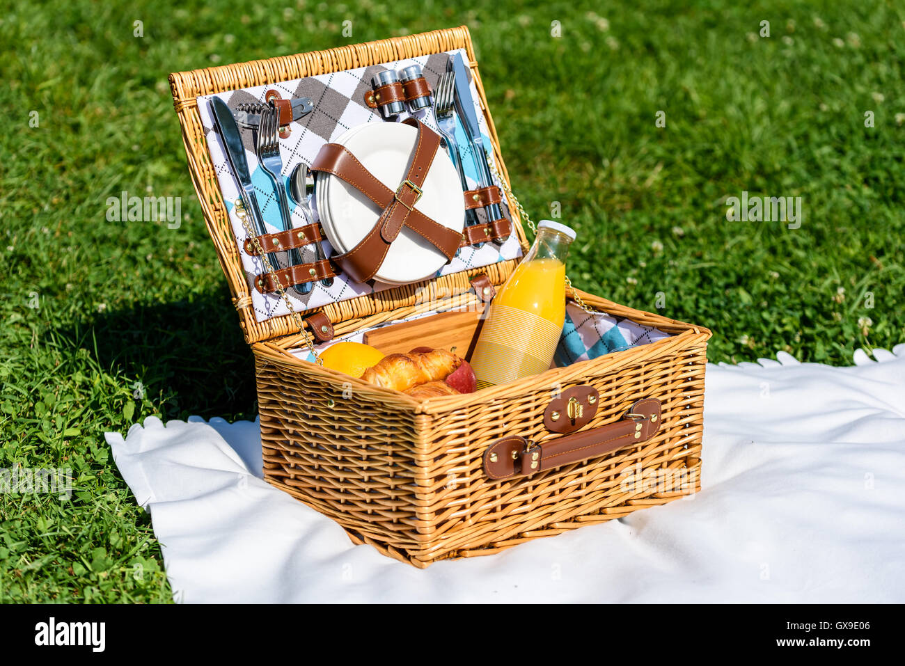 picnic basket and blanket