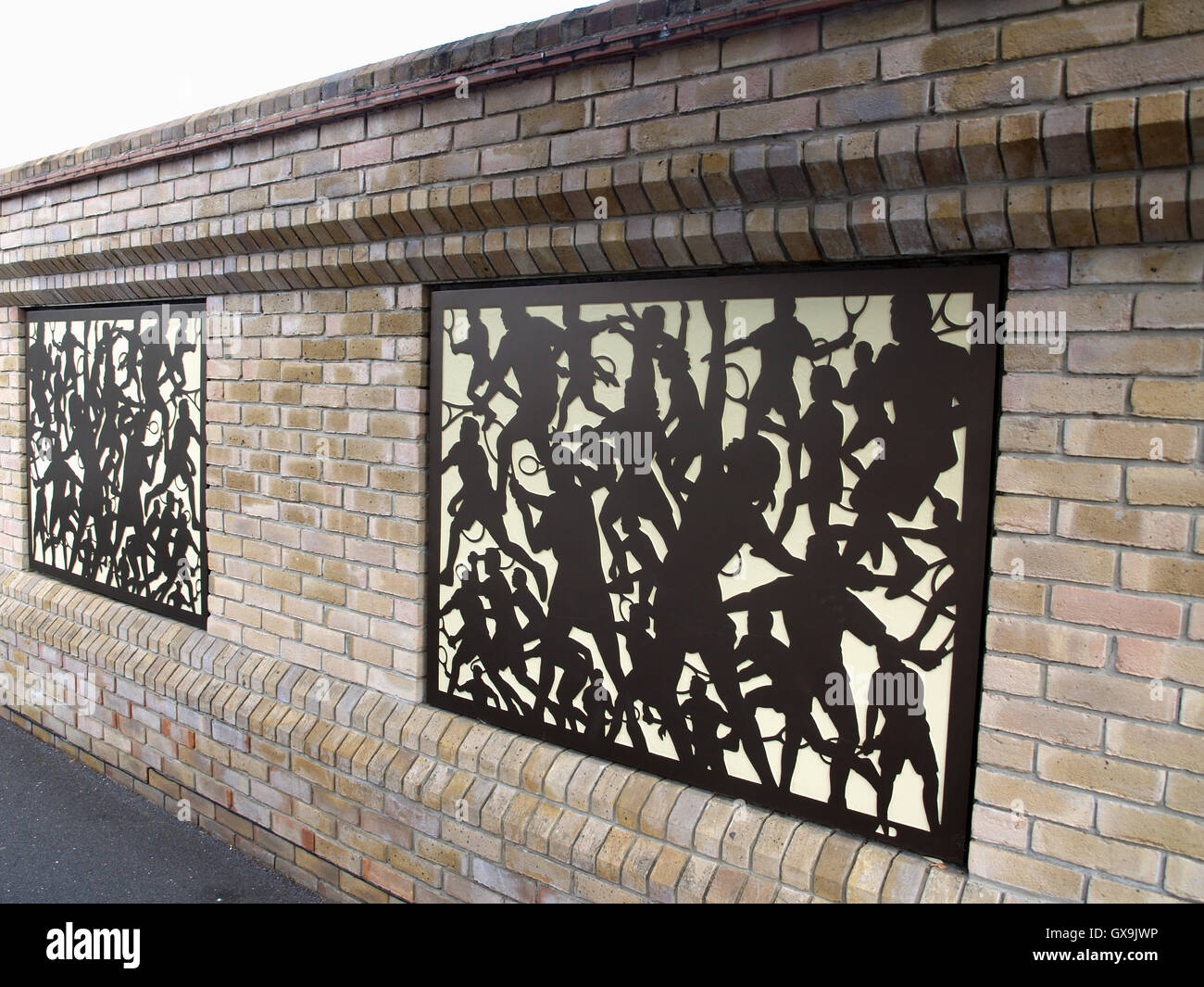 Wall murals outside All England Lawn Tennis and Croquet Club, Wimbledon