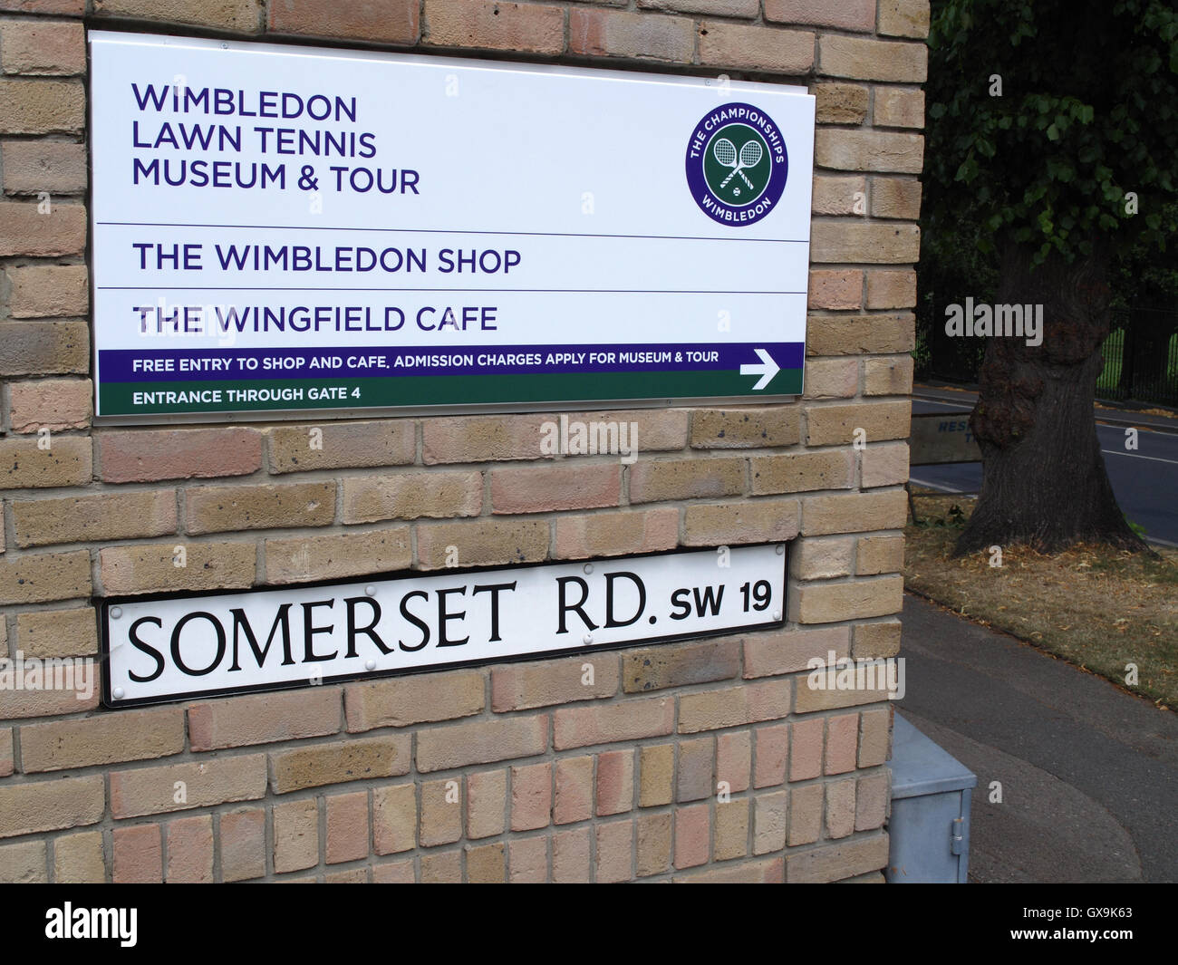 Wall murals outside All England Lawn Tennis and Croquet Club, Somerset