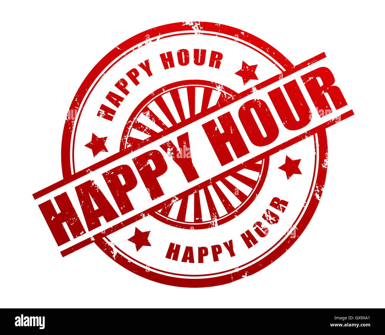 happy hour stamp concept 3d illustration Stock Photo Alamy
