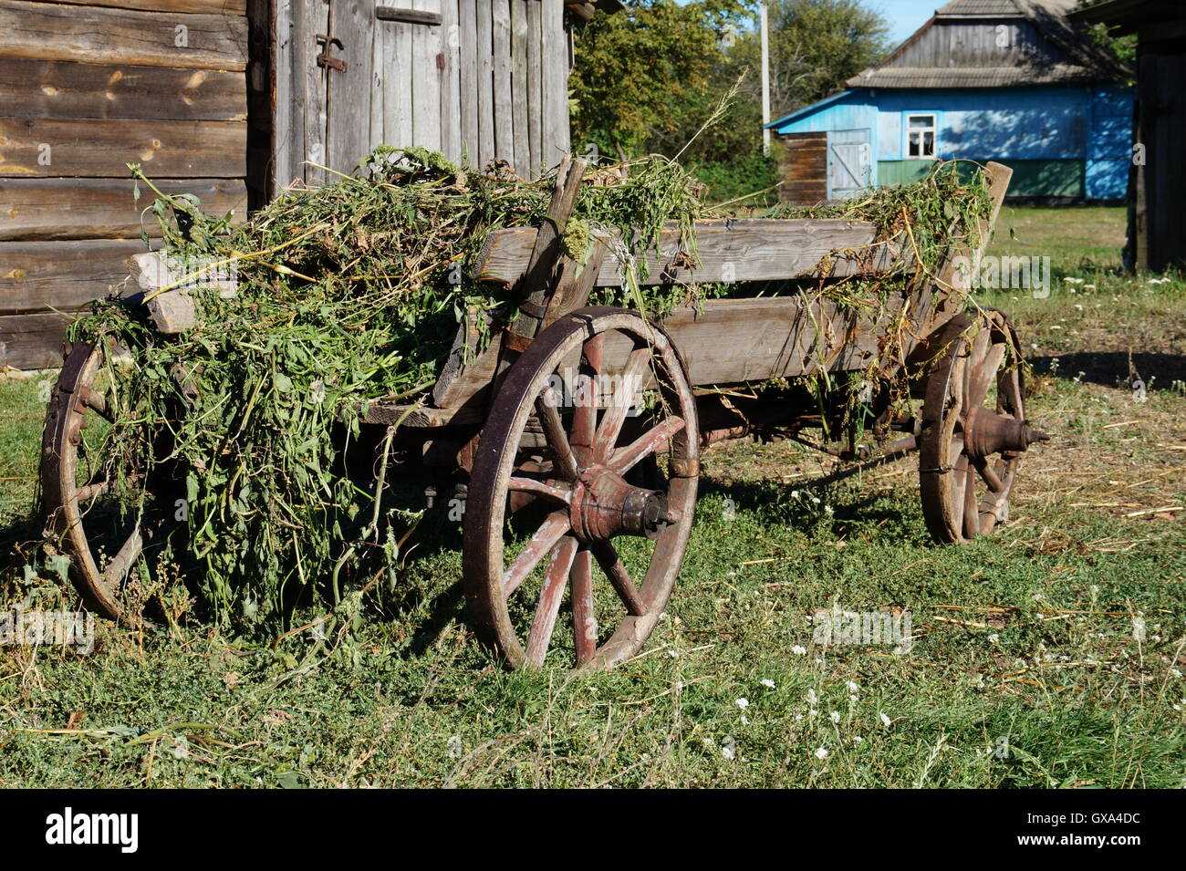 Old wooden wagon timber, industry, west carrying car Stock Photo Alamy