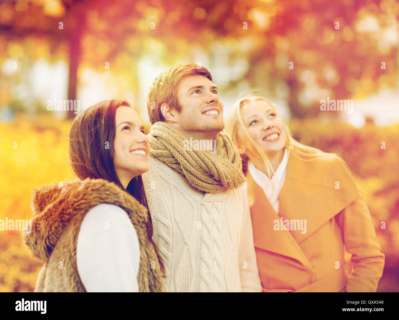 group of friends having fun in autumn park Stock Photo - Alamy