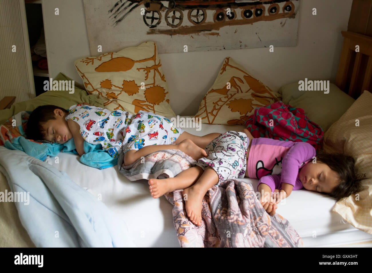Little girl and boy sleeping Stock Photo Alamy
