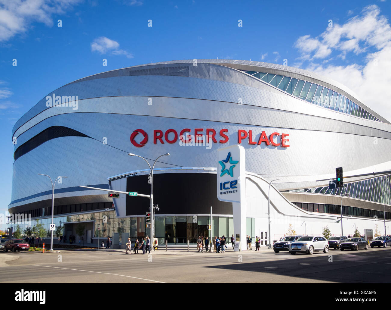 Rogers Place, a multiuse indoor arena in the Ice District of downtown Edmonton, Alberta, Canada