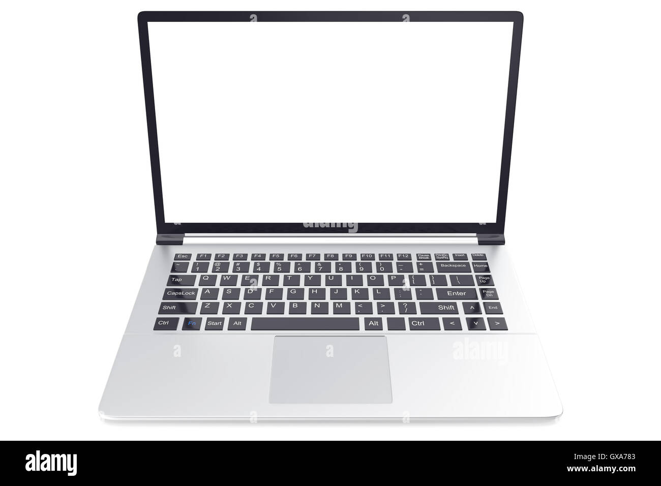 Laptop isolated on white background. 3d illustration Stock Photo - Alamy