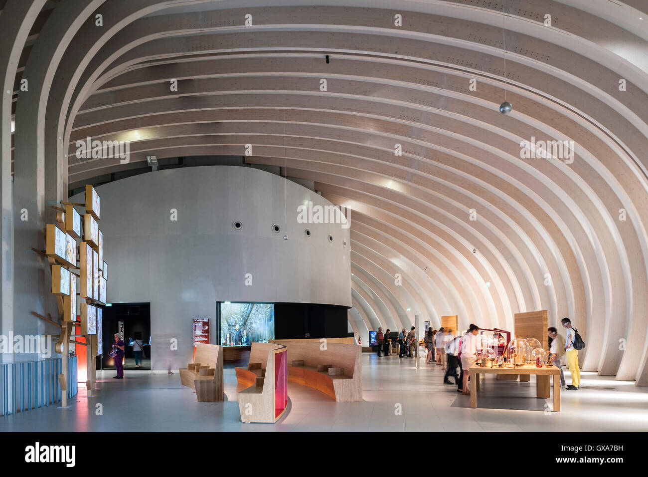 The permanent exhibition  invites visitors to discover and experience wine as a universal, living cultural heritage. La cité du Stock Photo