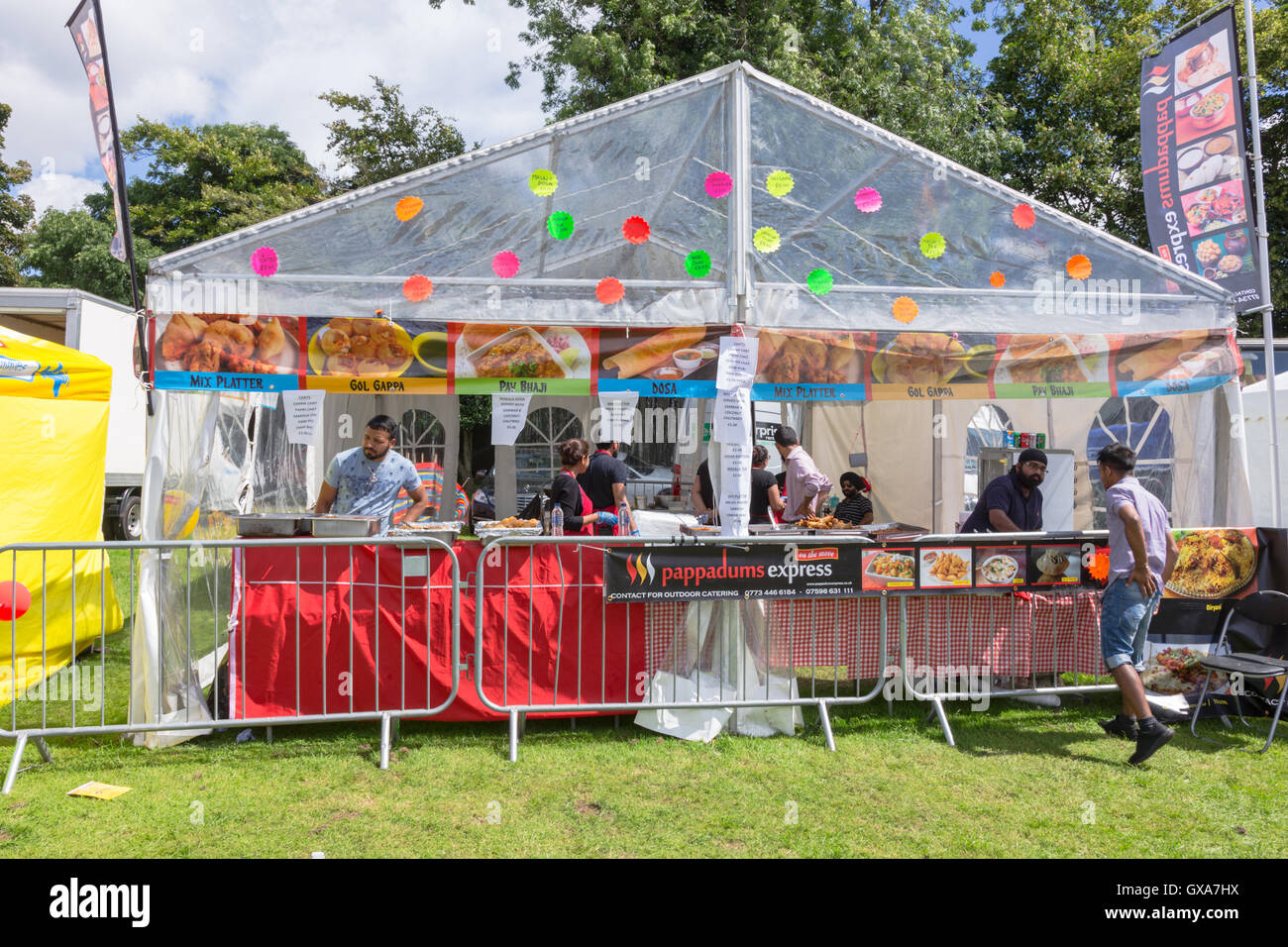 Fast food stall at an open air event during a British Asian event in a
