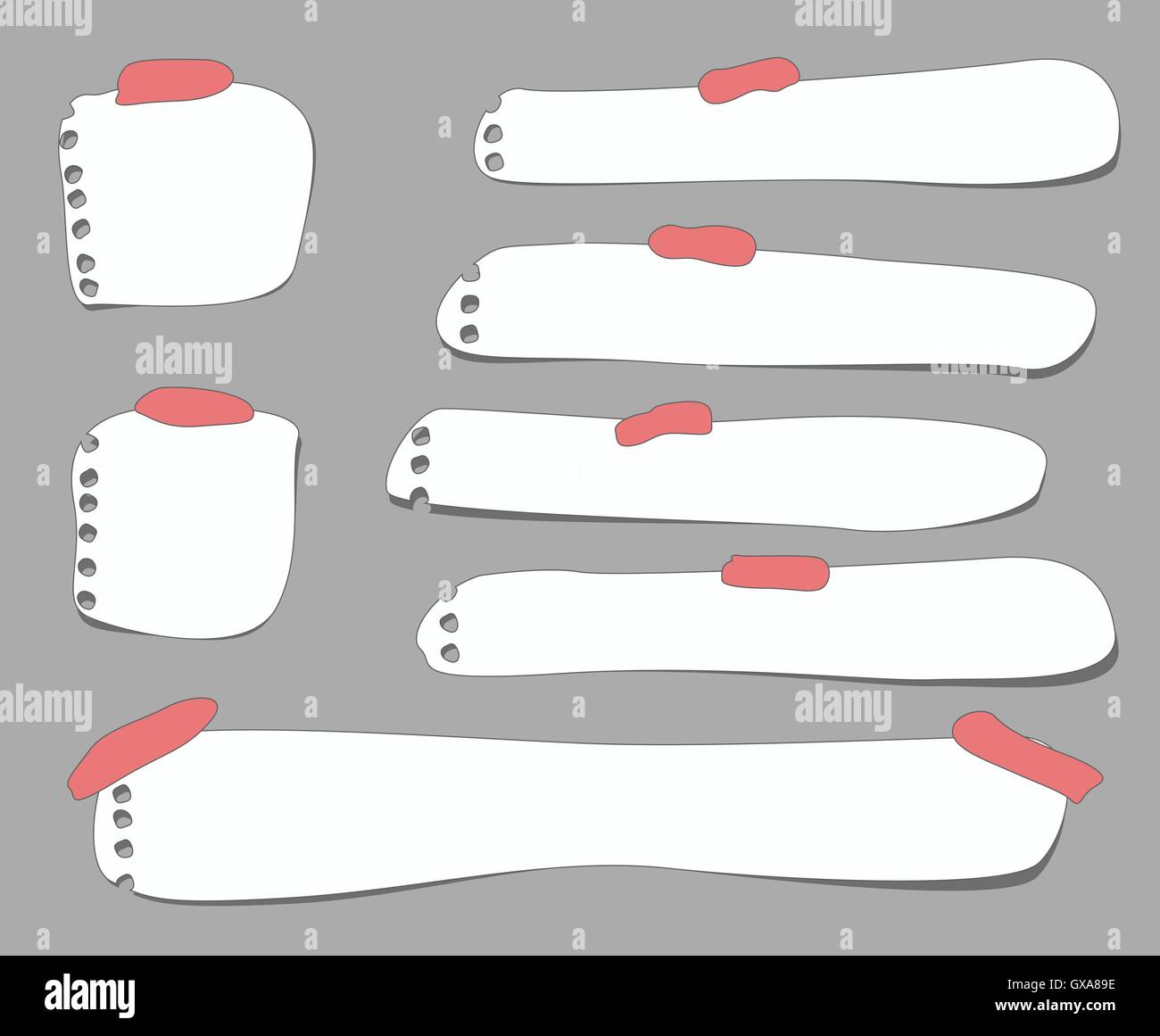 Cut white notebook, note paper sheets with red sticky tape Stock Vector ...