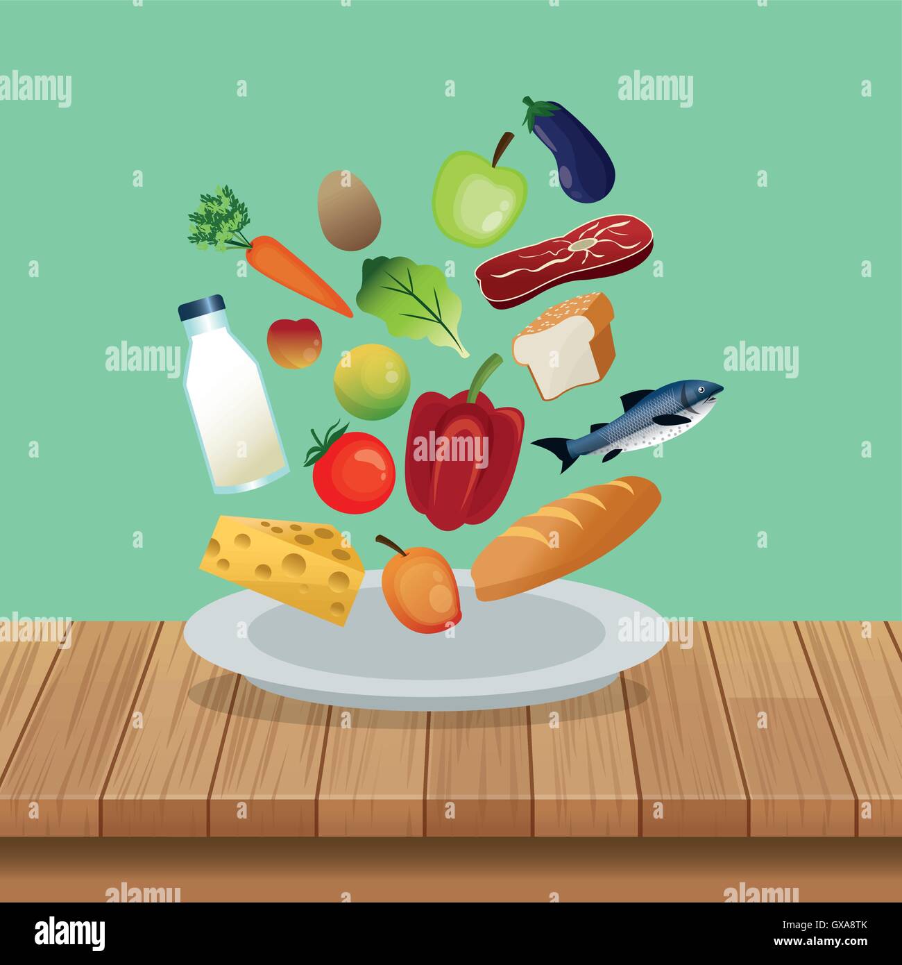 assorted healthy food icons image Stock Vector Image & Art - Alamy