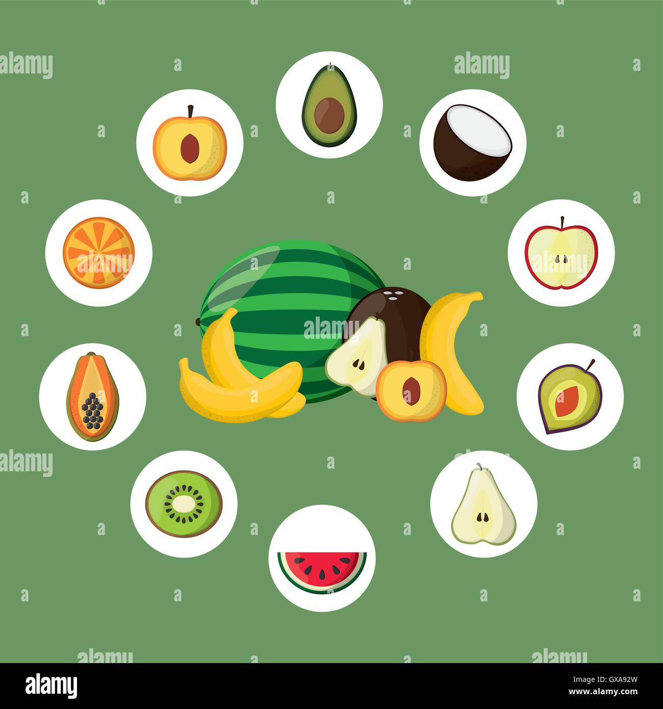 assorted healthy food icons image Stock Vector Image & Art - Alamy