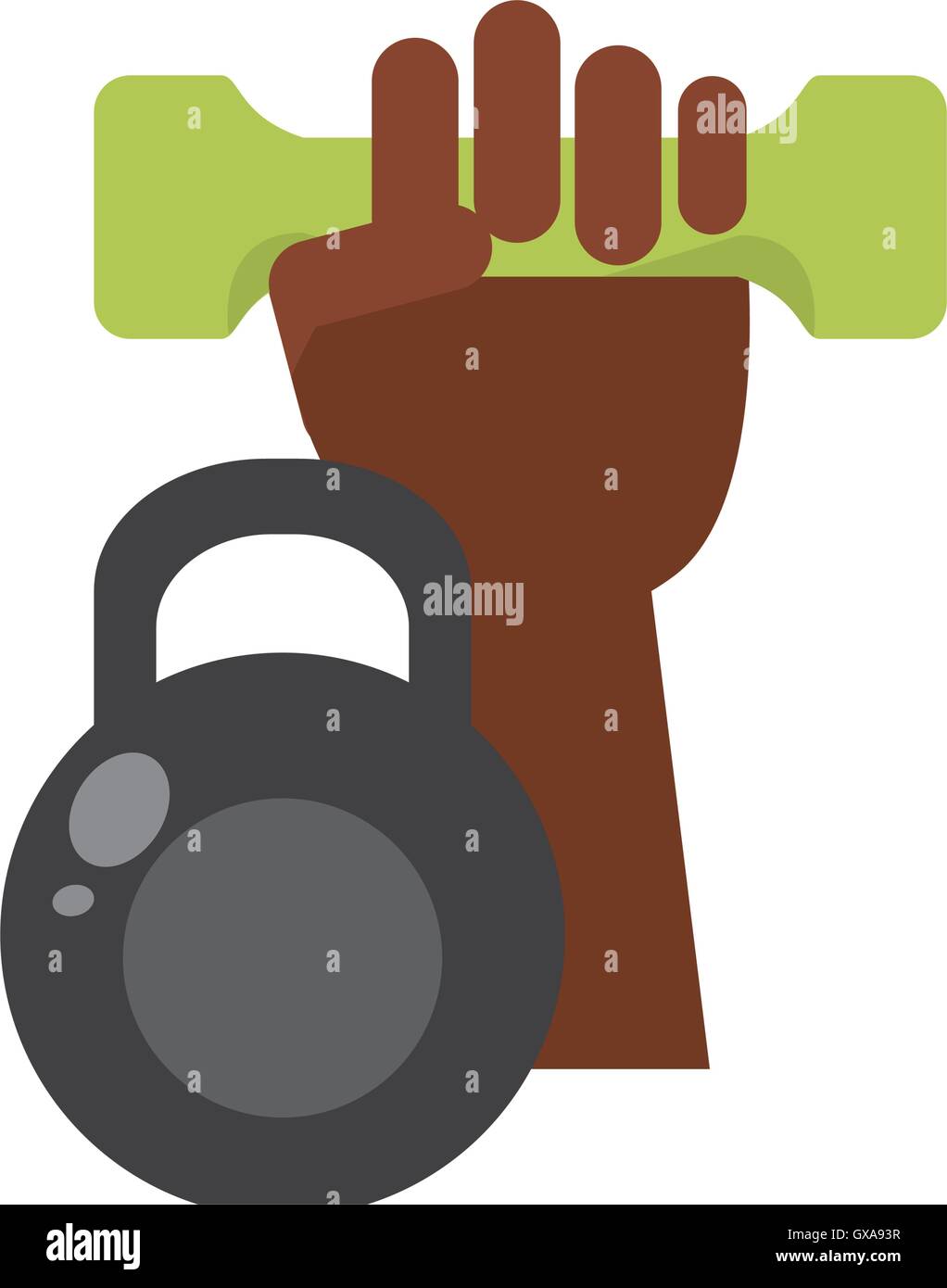 hand holding dumbbell and kettlebell icon Stock Vector Image & Art - Alamy