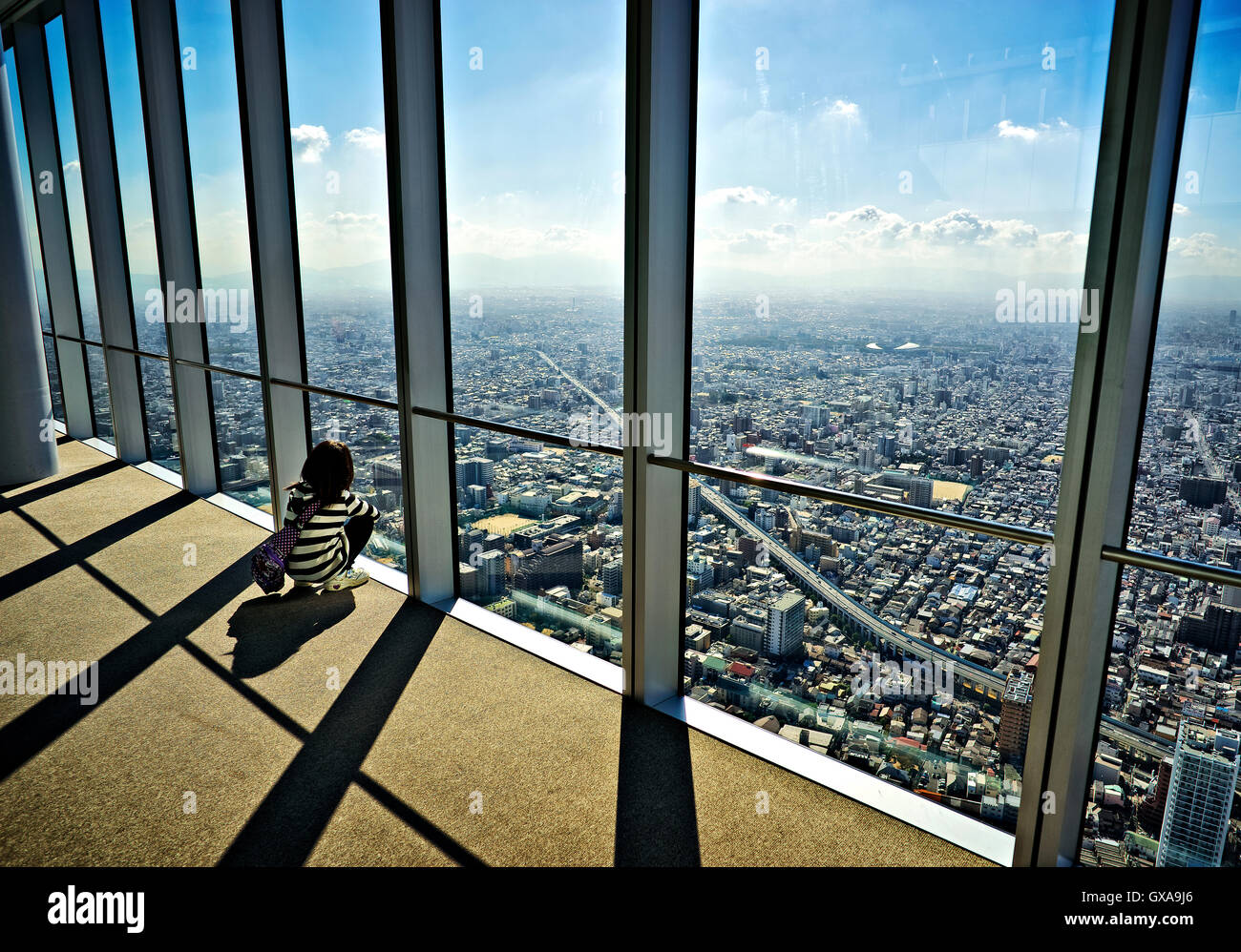 Japan, Honshu island, Kansai, Osaka, desk view at Abeno Harukas tower. Stock Photo