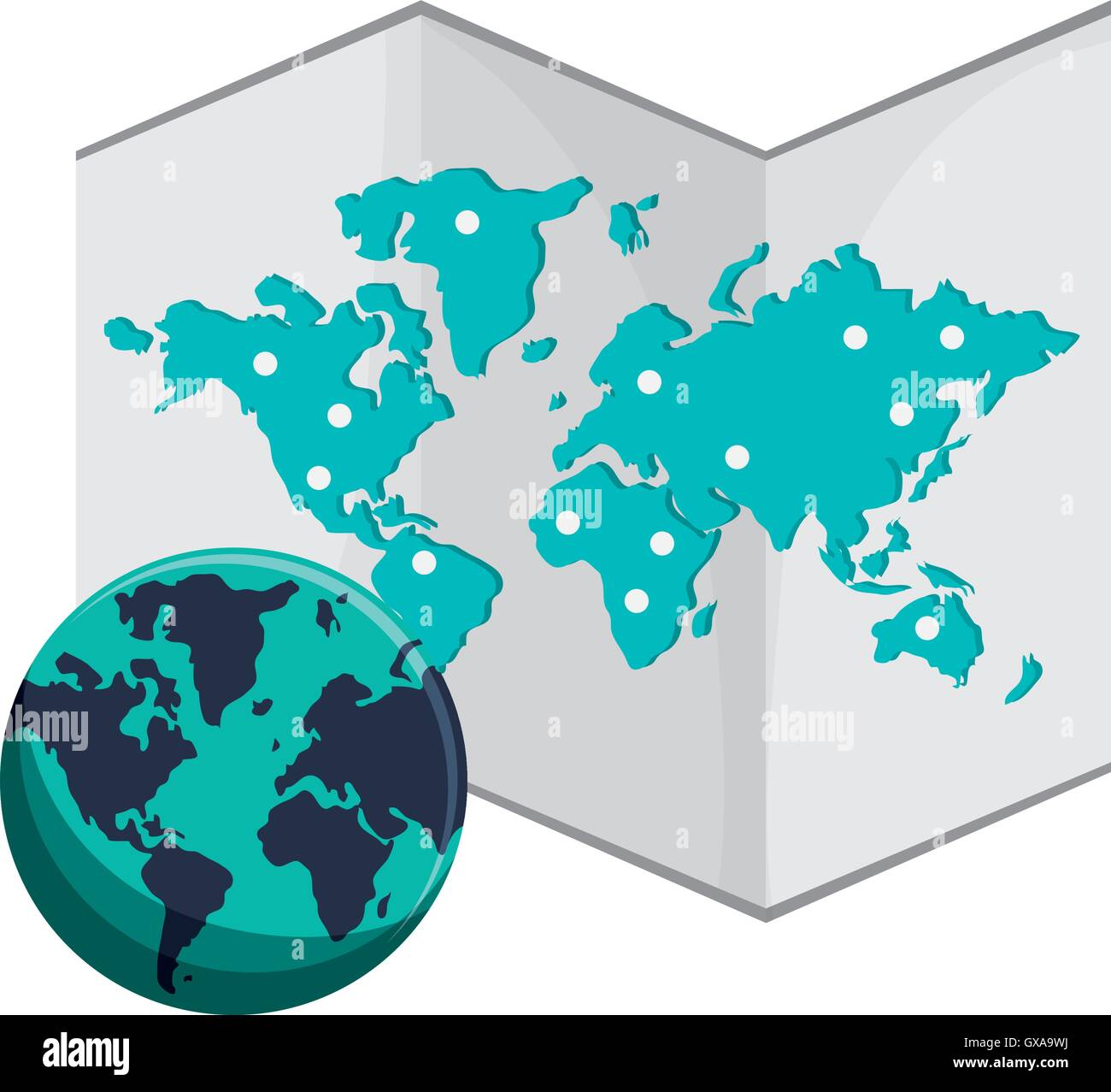 world map and earth globe icon Stock Vector Image & Art - Alamy