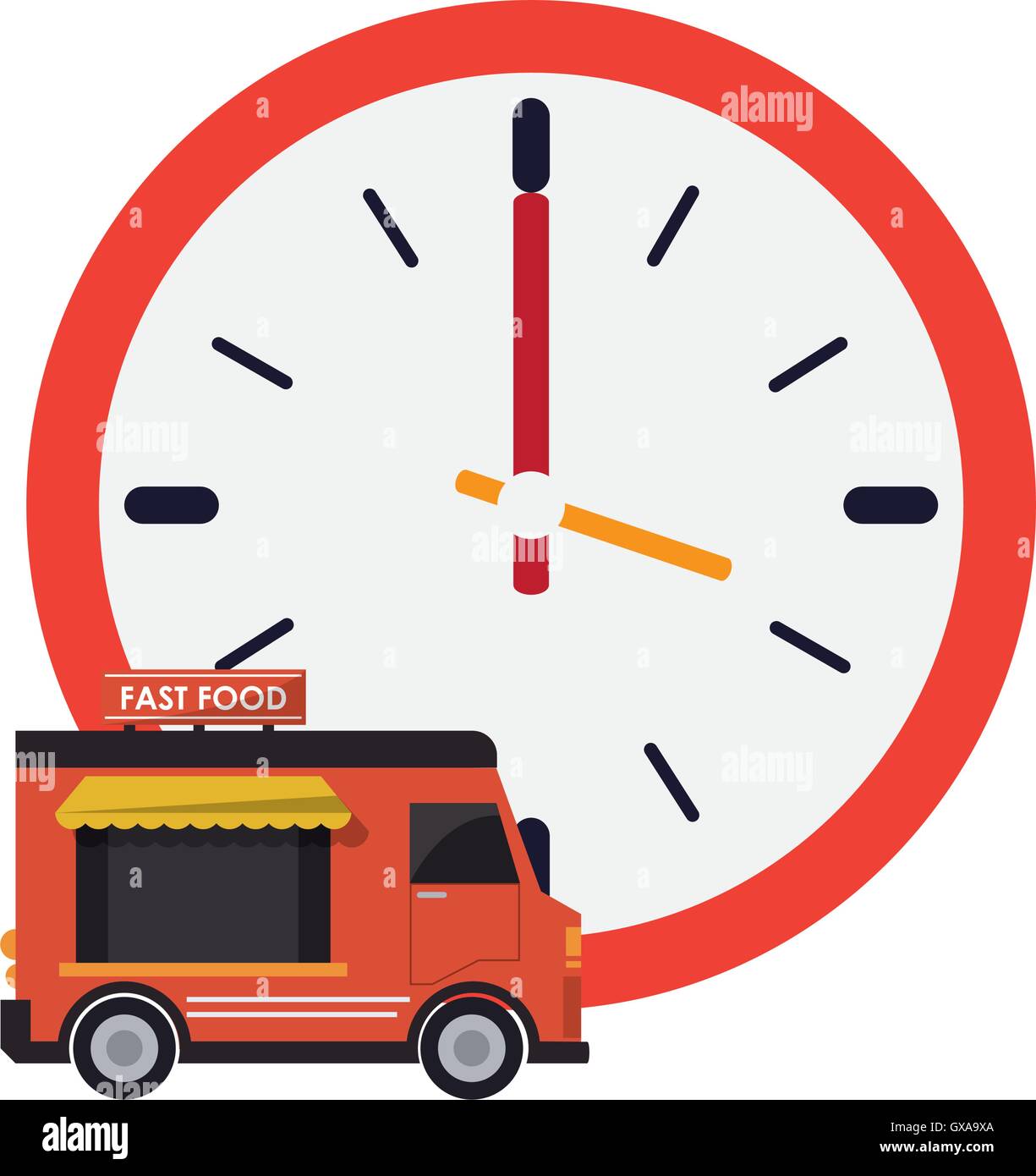 wall clock and fast food truck icon Stock Vector Image & Art - Alamy