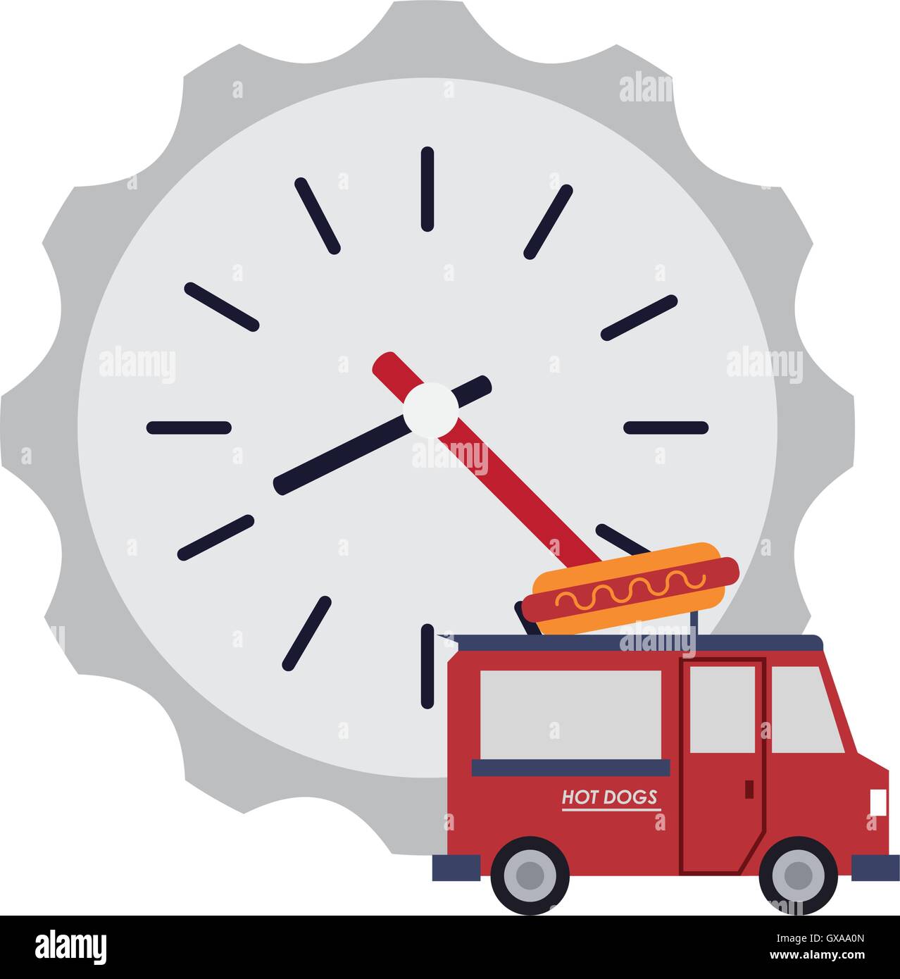 wall clock and fast food truck icon Stock Vector Image & Art - Alamy