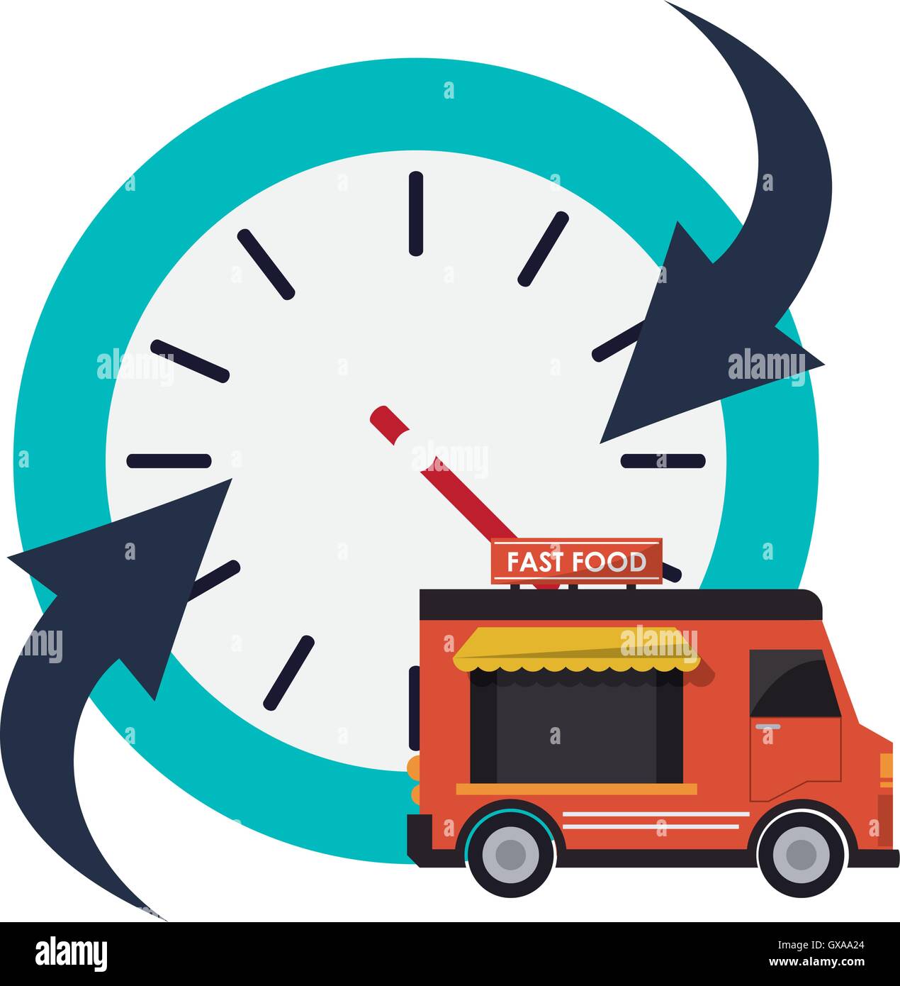 clock with arrow and fast food truck icon Stock Vector Image & Art Alamy