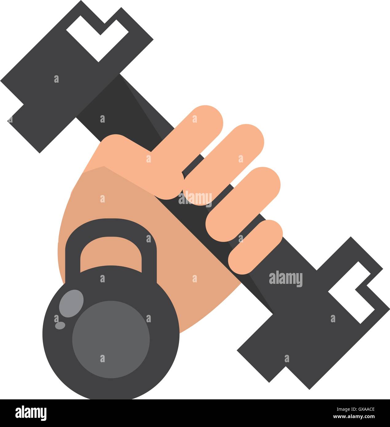 hand holding dumbbell and kettlebell icon Stock Vector Image & Art - Alamy