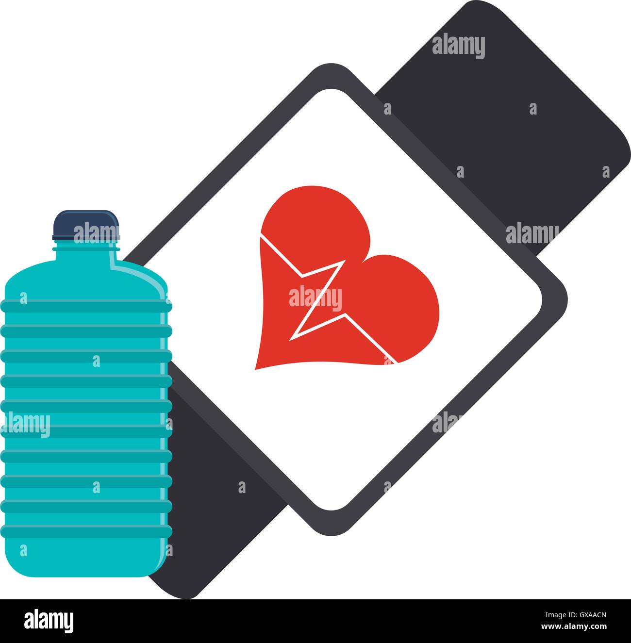 heart rate wrist monitor and sports bottle icon Stock Vector Image ...