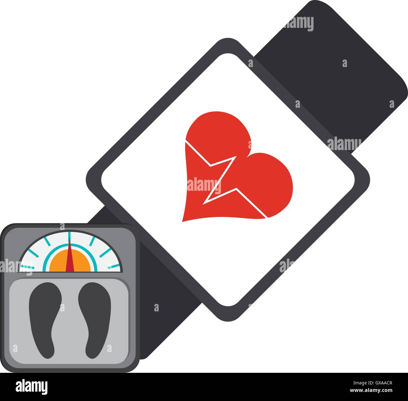 heart rate wrist monitor and weight scale icon Stock Vector Image & Art ...