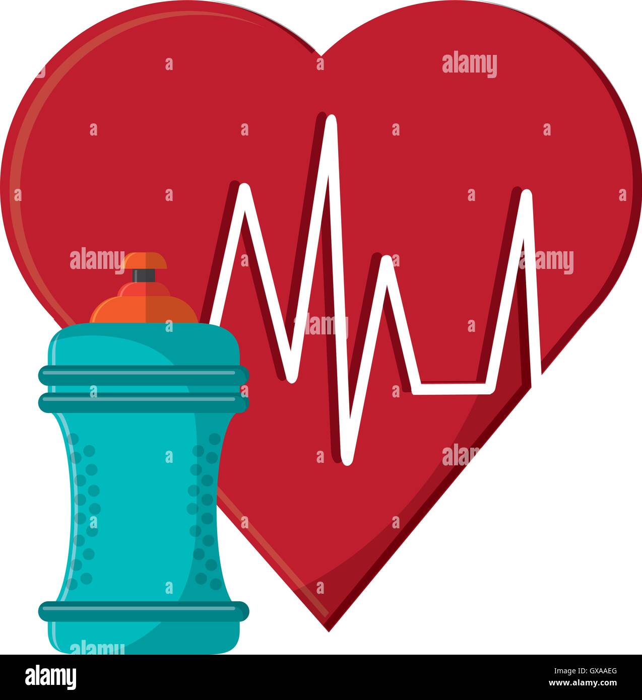 heart cardiogram and sports bottle icon Stock Vector Image & Art - Alamy