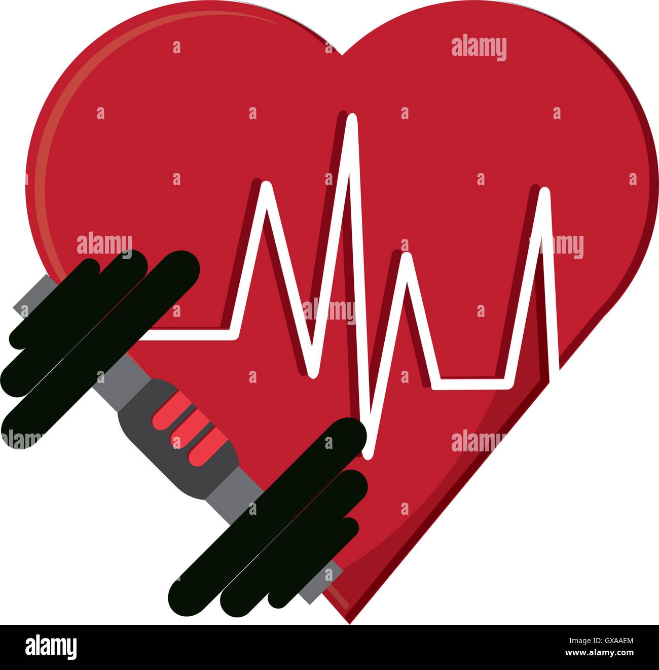 heart cardiogram and dumbbell icon Stock Vector Image & Art - Alamy