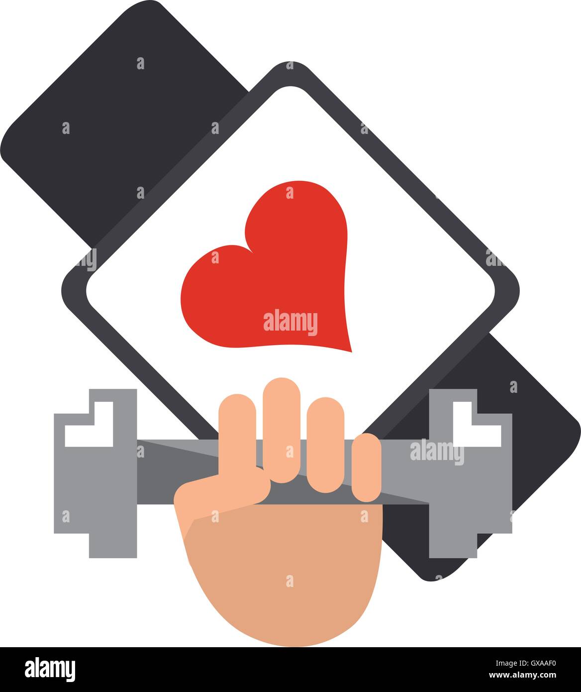 heart rate wrist monitor and dumbbell icon Stock Vector Image & Art - Alamy