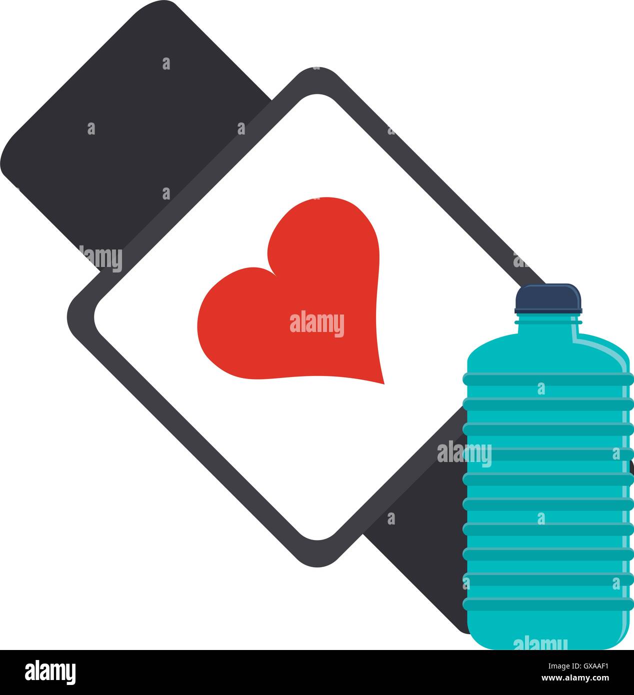 heart rate wrist monitor and sports bottle icon Stock Vector Image ...