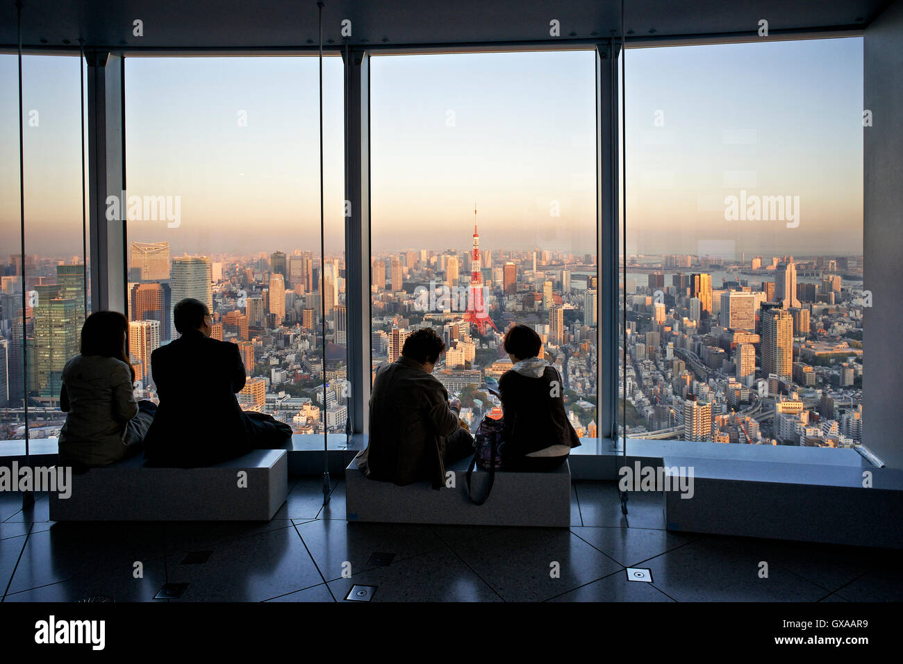 Japan, Honshu island, Kanto, Tokyo, sunset overview. Stock Photo