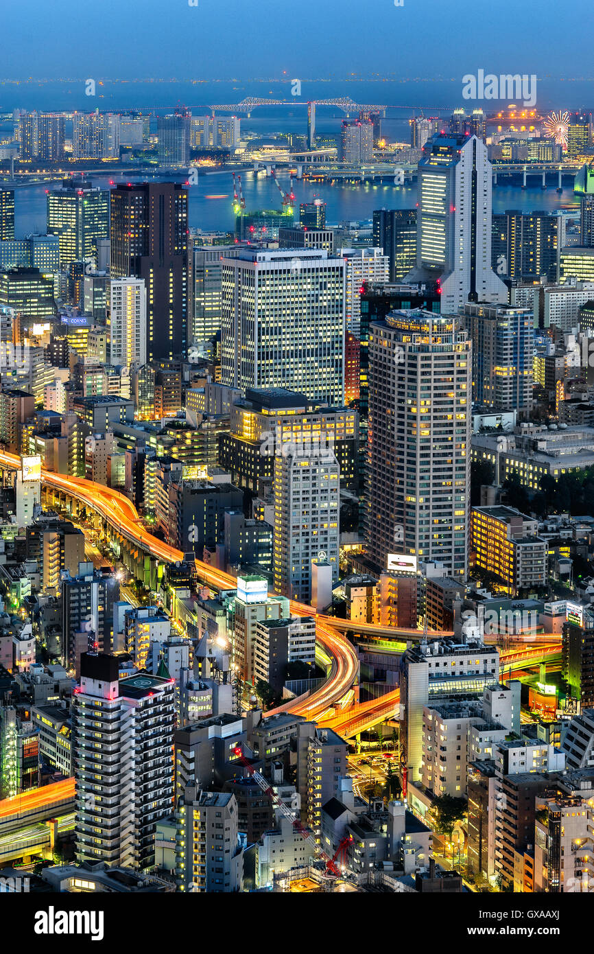 Japan, Honshu island, Kanto, Tokyo, overview at dusk. Stock Photo