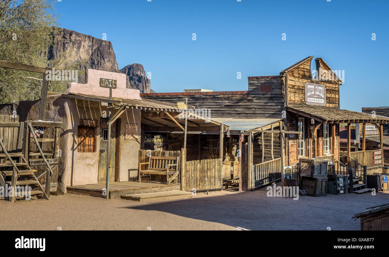 Old jail and bakery in Goldfield Ghost town Stock Photo