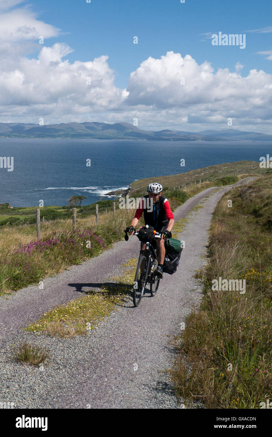 Cycling on Sheep's Head peninsula, Southern Ireland Stock Photo
