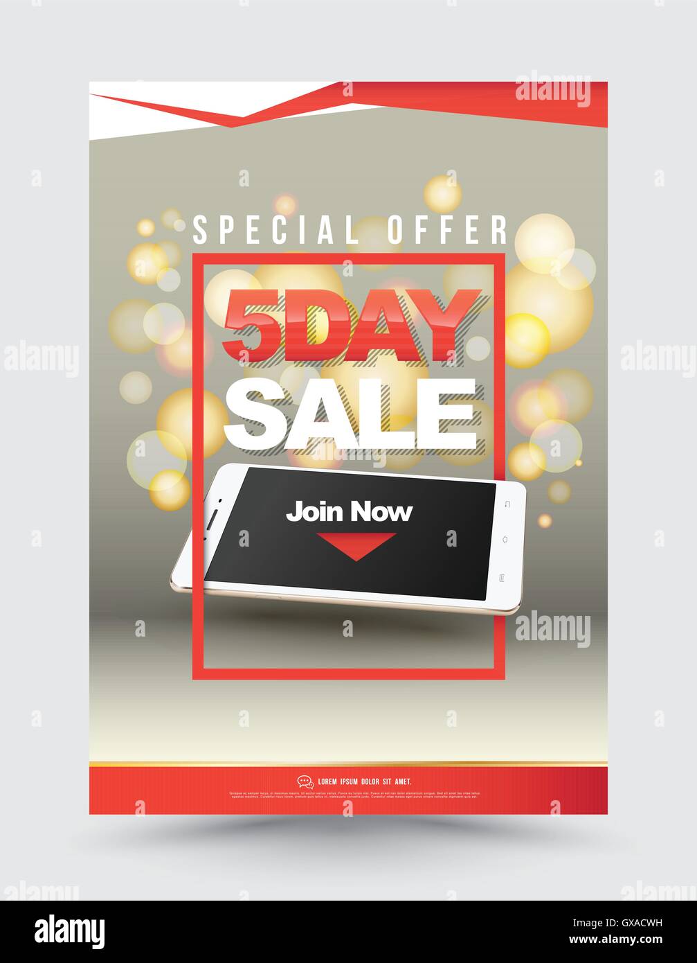 5th day sale poster. Sale and discounts advertising template. Vector illustration. Sale banner. Sale discount special offer. Pro Stock Vector