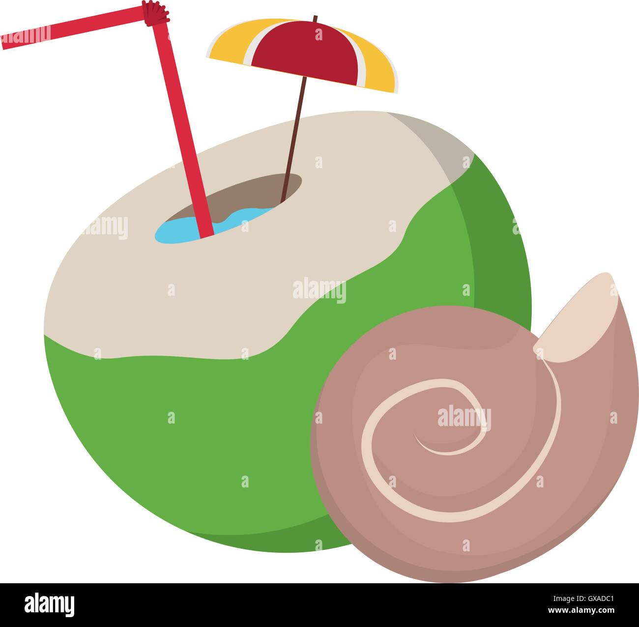 coconut cocktail and conch icon Stock Vector Image & Art - Alamy