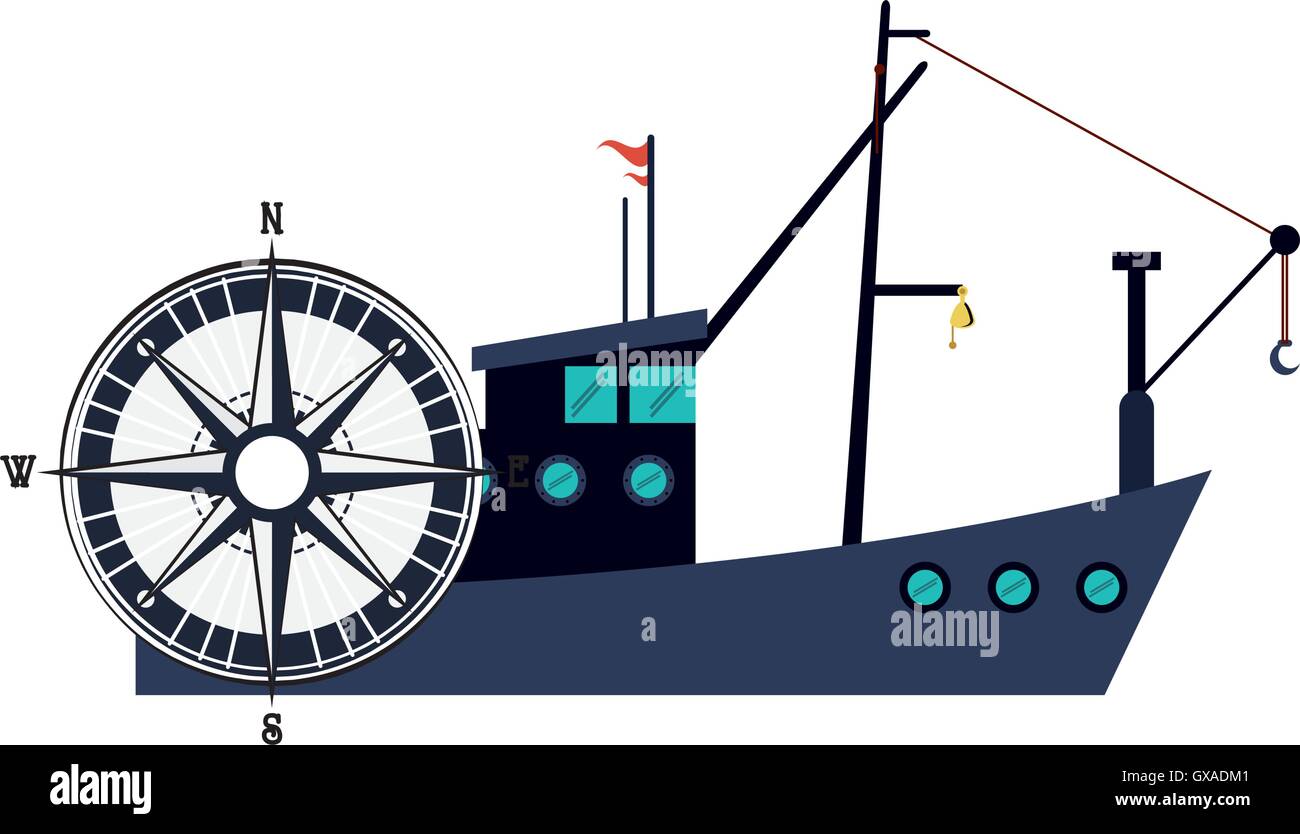 fishing boat and compass icon Stock Vector Image & Art Alamy
