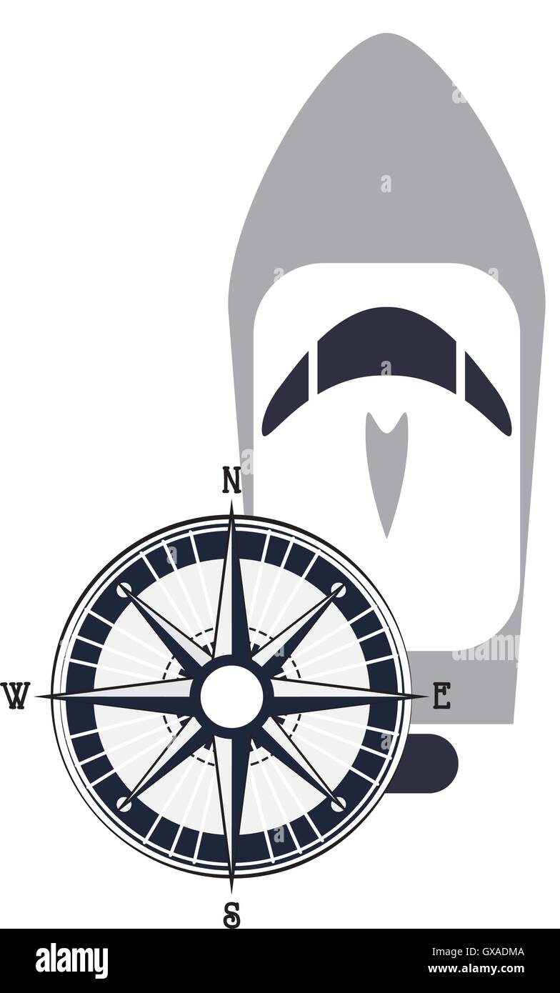 motor boat and compass icon Stock Vector Image & Art - Alamy
