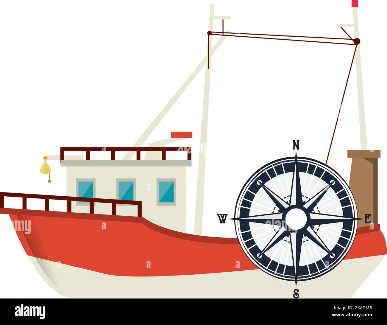 fishing boat and compass icon Stock Vector Image & Art Alamy