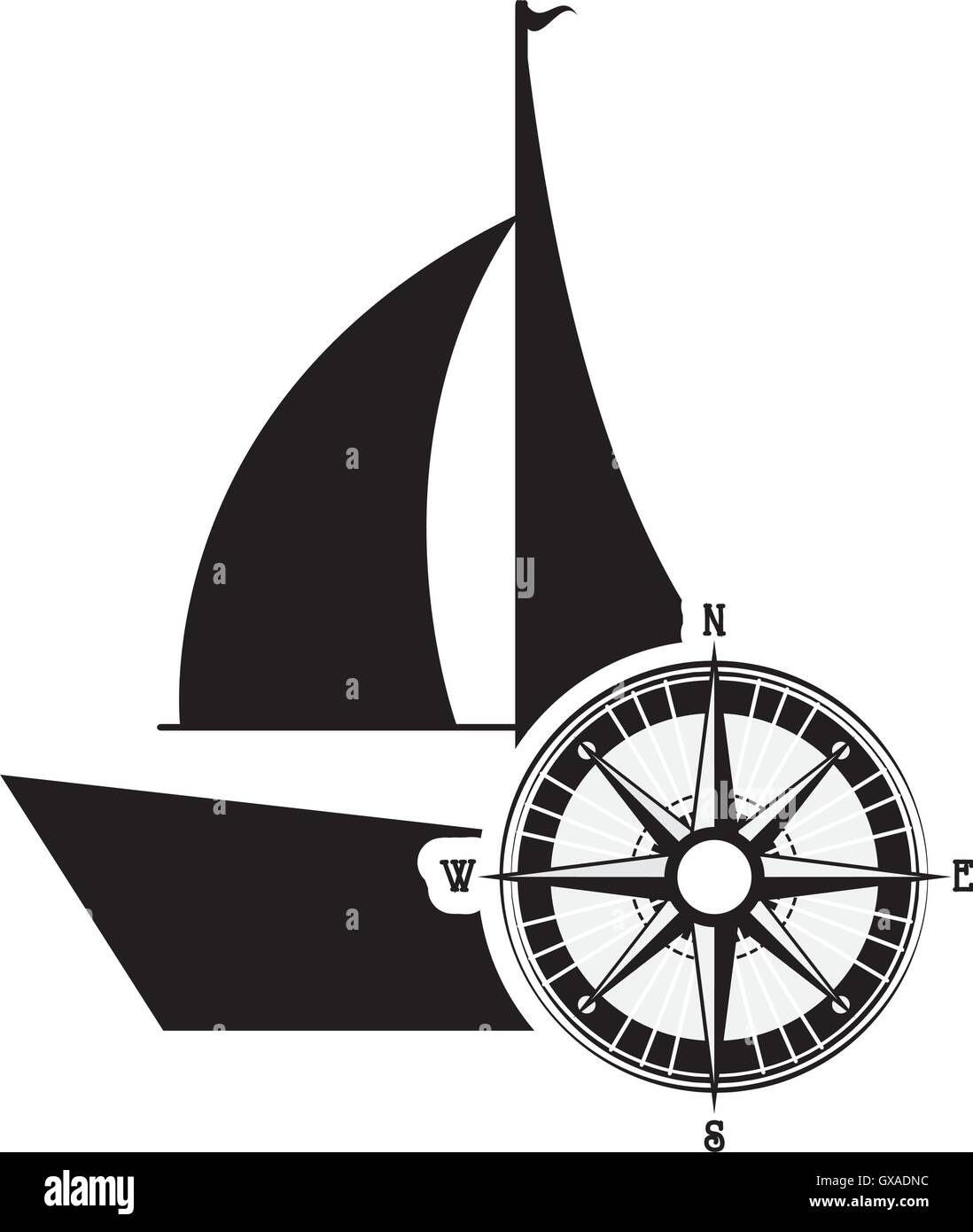 sail boat and compass icon Stock Vector Image & Art Alamy