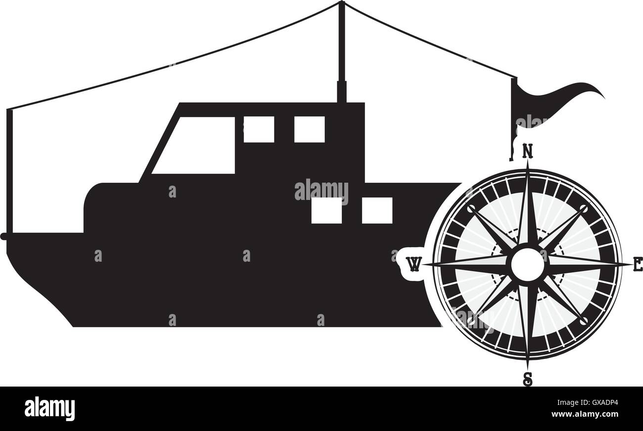 fishing boat and compass icon Stock Vector Image & Art Alamy