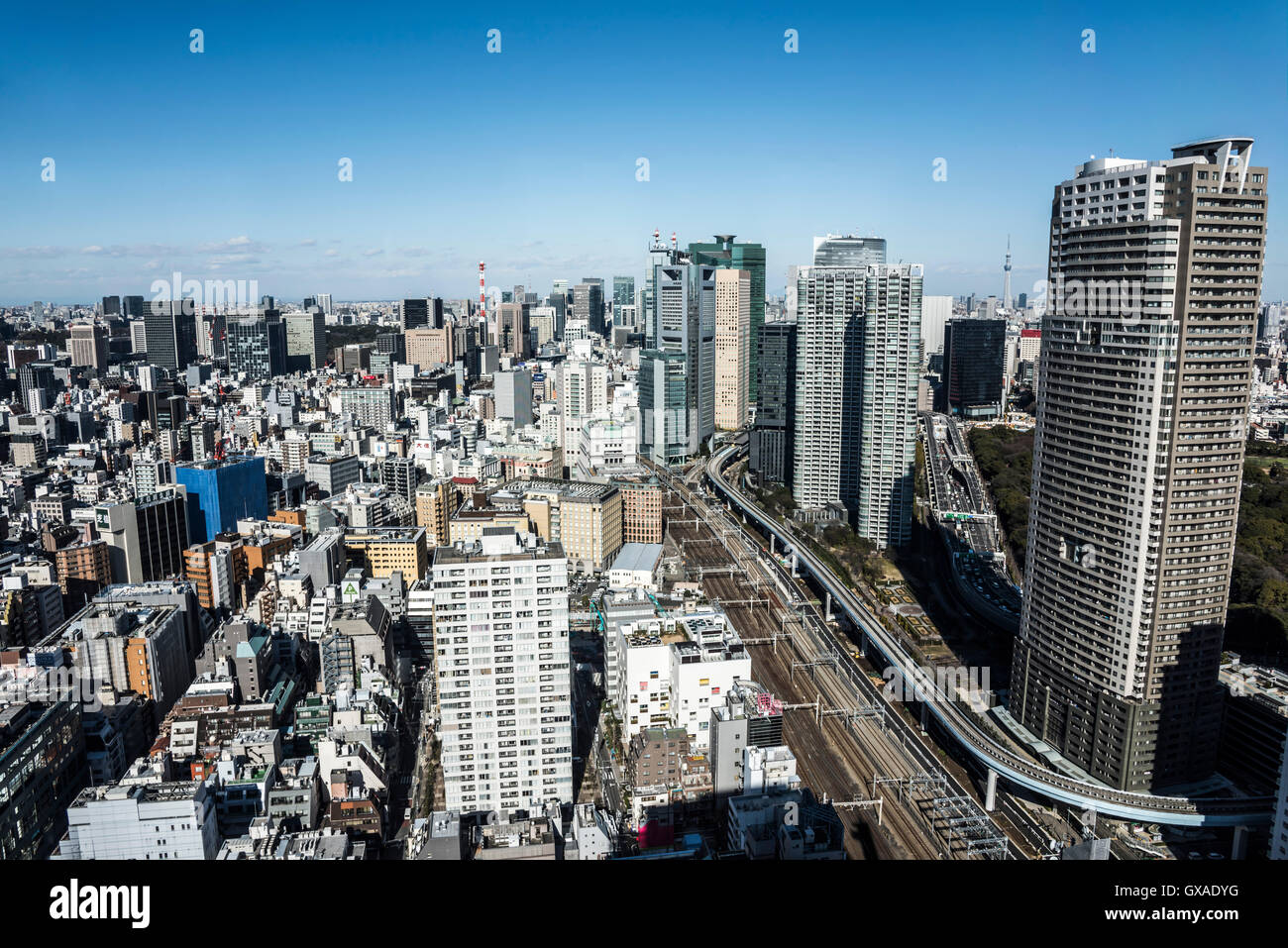 Shiodome direction, view from Minato-Ku,Tokyo,Japan Stock Photo