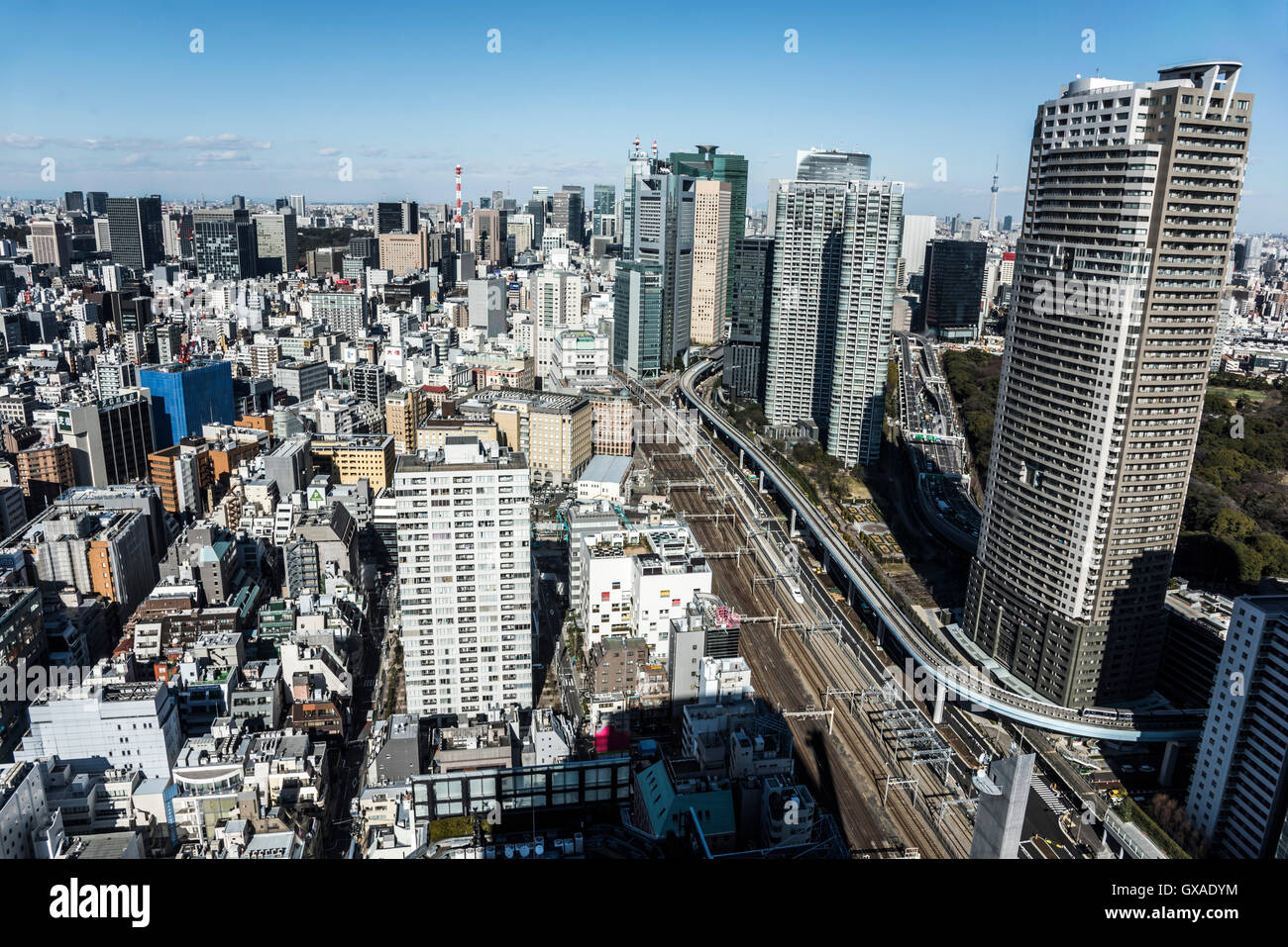 Shiodome direction, view from Minato-Ku,Tokyo,Japan Stock Photo