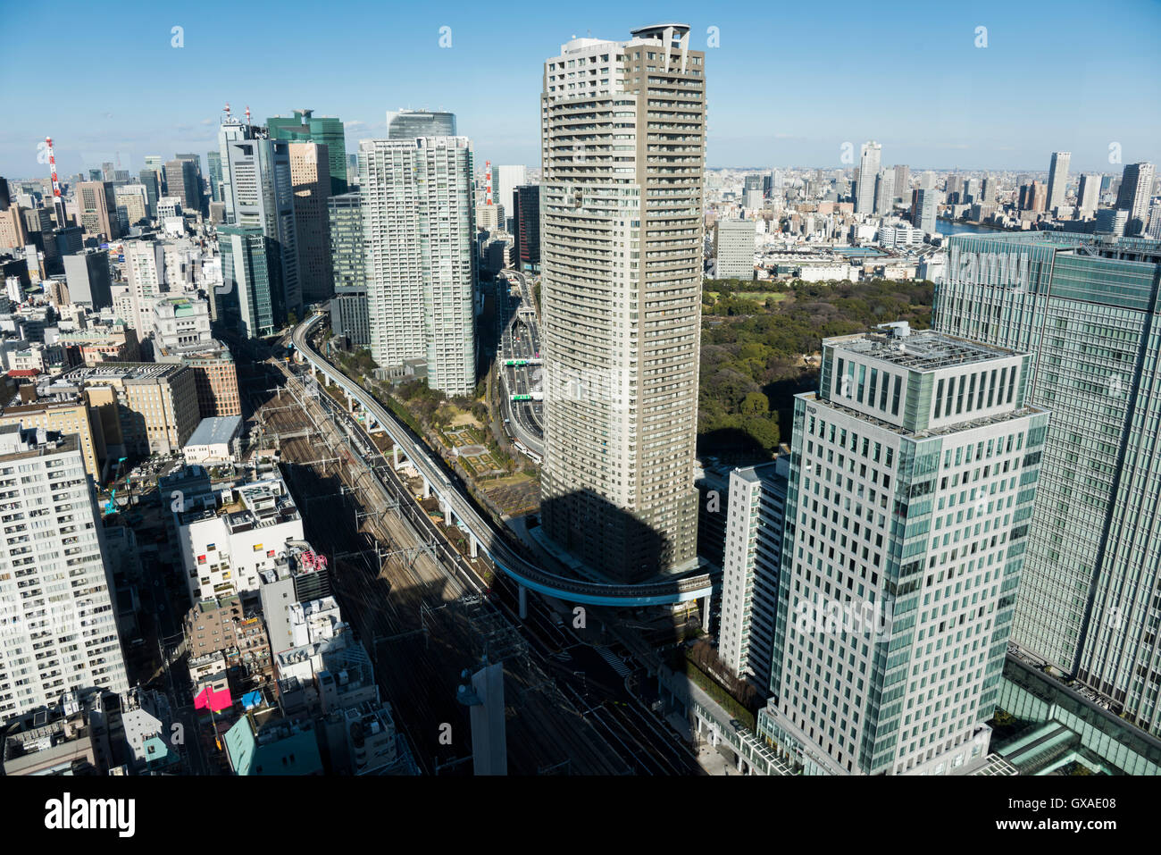 Shiodome direction, view from Minato-Ku,Tokyo,Japan Stock Photo