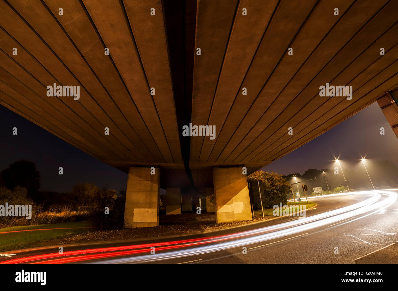 Bedford Rd roundabout Northampton with the A45 running above Stock