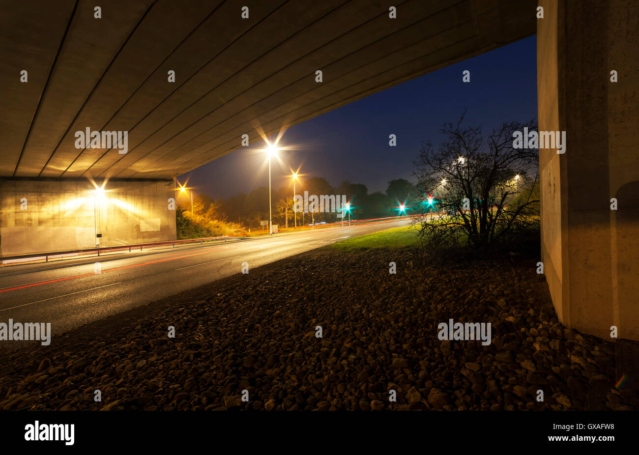 Bedford Rd roundabout Northampton with the A45 running above Stock