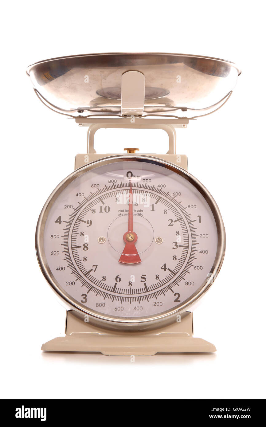 Cream vintage style cooking scales cutout Stock Photo