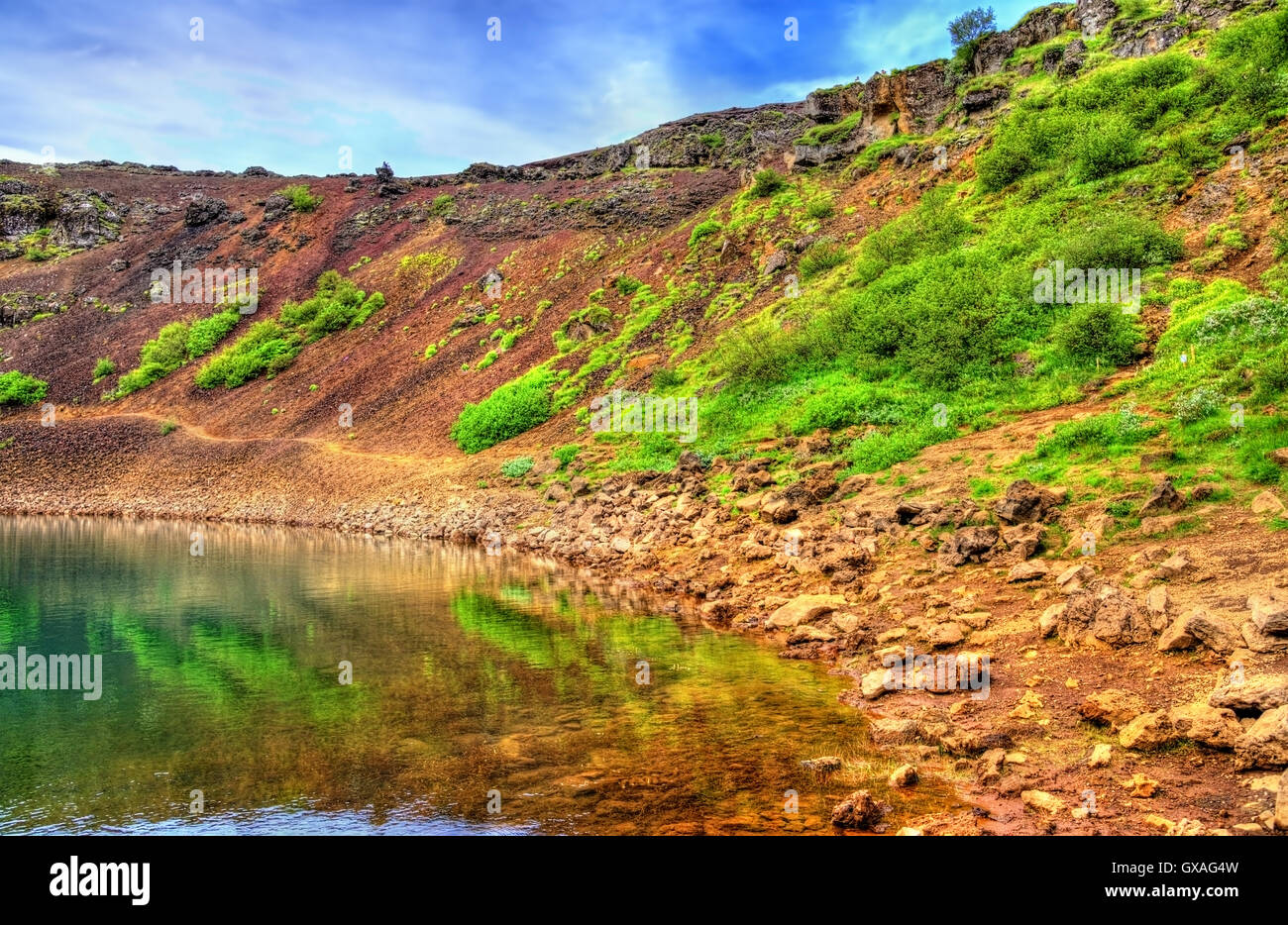 Kerid, a volcanic crater lake in Iceland Stock Photo