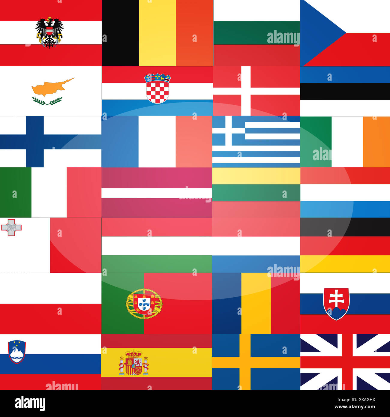 All flags, EU Member States, background, texture, space for writing ...
