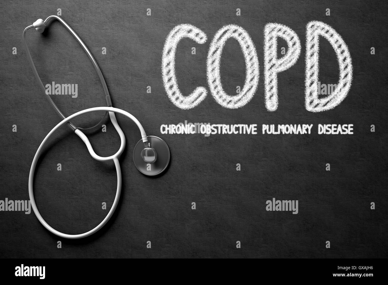 COPD Concept on Chalkboard. 3D Illustration. Stock Photo
