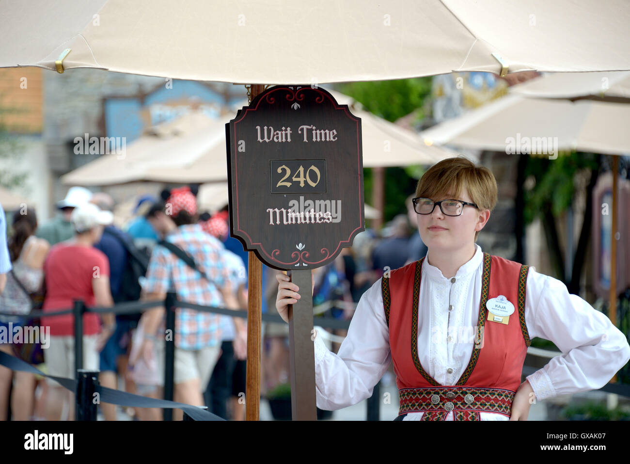 Frozen Ever After ride at the Disney World Epcot park in Florida USA. The queue was four hours