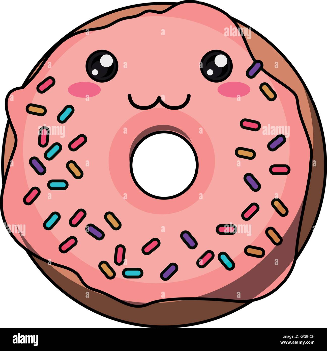 Donut With Kawaii Face Design Stock Vector Image Art Alamy