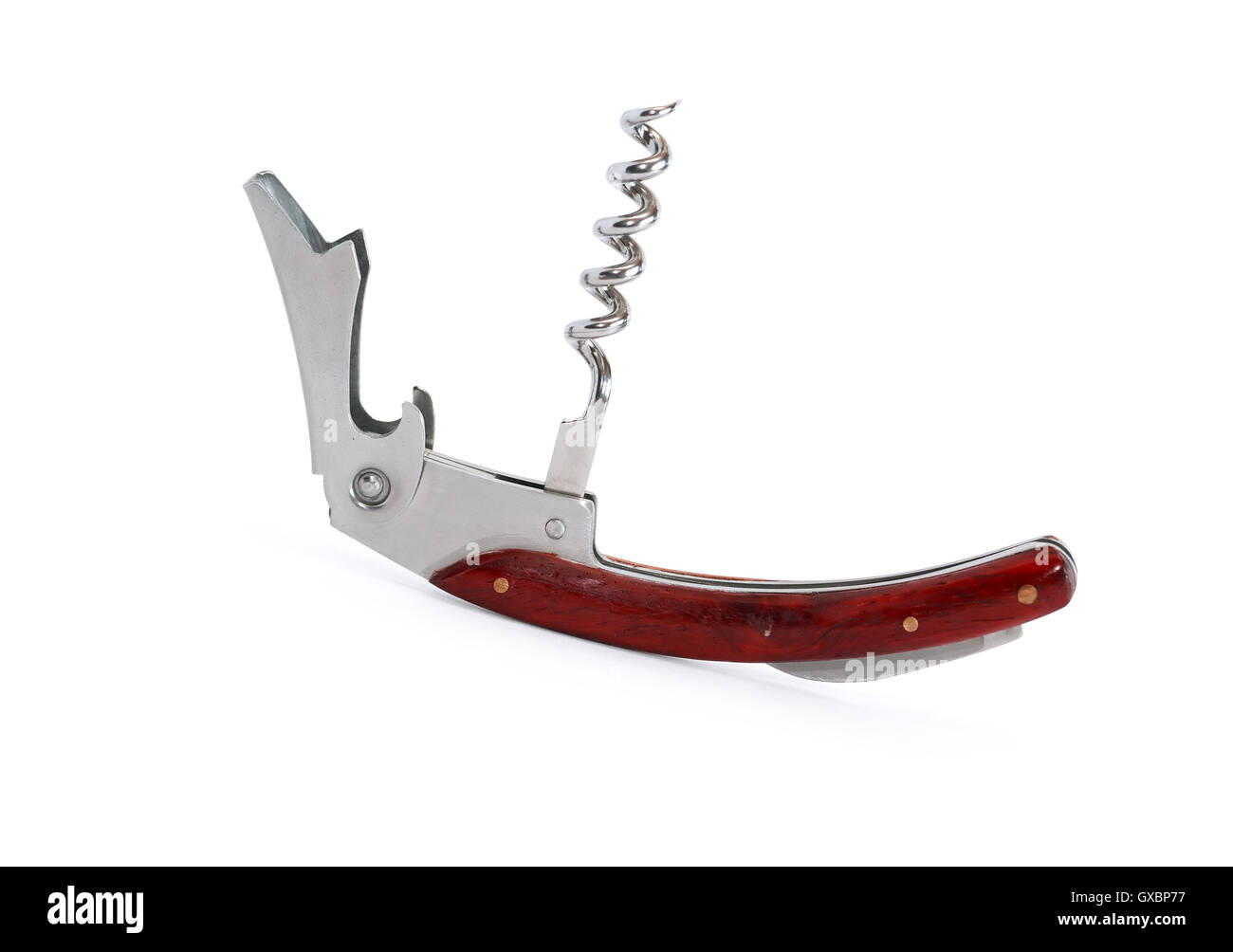 Nice new corkscrew on white background. Clipping path is included Stock Photo